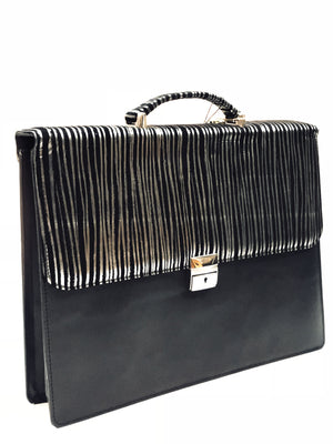 Black Briefcase with Silver Zebra Pattern