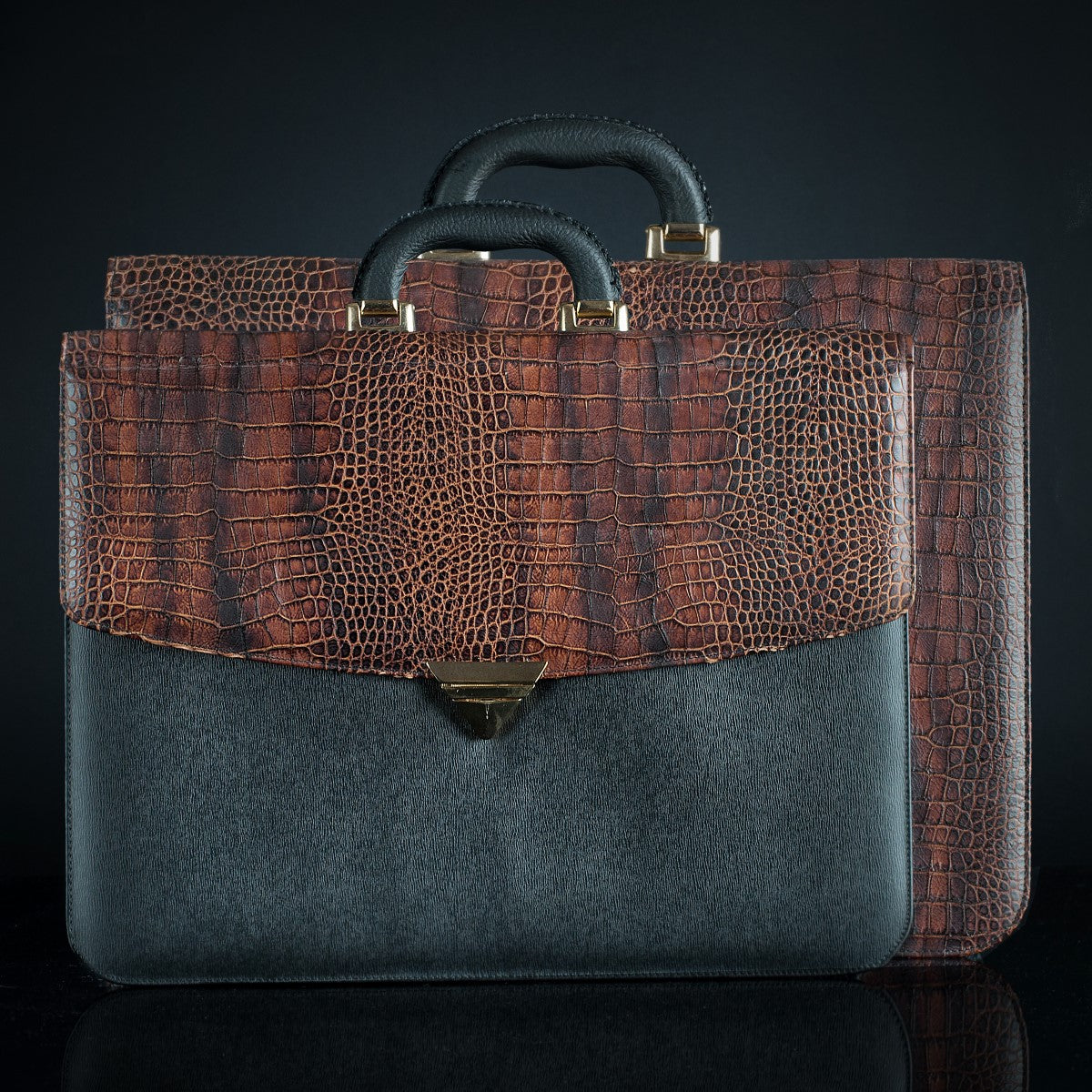 Classic  Large Leather Briefcase - Brown