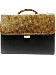 Black Texture Briefcase with Gold Mesh Enclosure